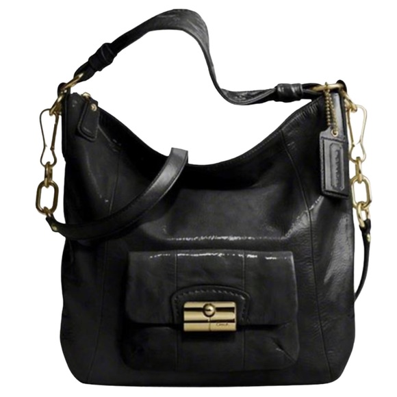 Coach Handbags - COACH Kristin Black Patent Leather Hobo Crossbody Bag Purse H1076-16013